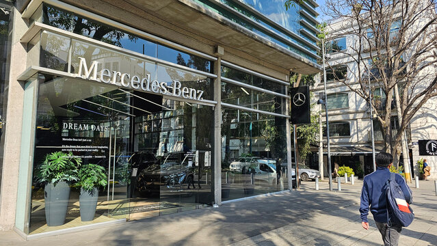 Mexico City, Mexico - Jan 14, 2026: Mercedes Benz dealership for sales, financing and technical service of luxury automobiles of the German brand
