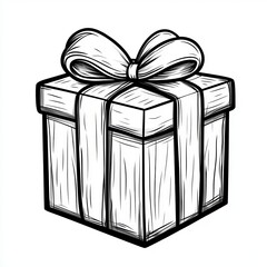 Naklejka premium Chic Black Outline Gift Box Clipart with Bow and Ribbon, Ideal for Holiday and Celebration Themes