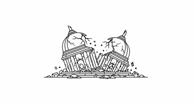 Two classical domed structures are broken and falling apart