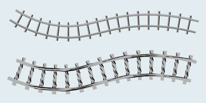 Railway train track vector route. rail pattern curve railroad path icon. vector illustration. eps 10 .