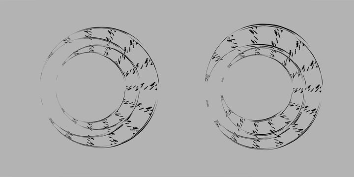 Tire trace track. Abstract wheels braking distances, tread silhouettes brushes. Isolated car or motorcycles vector trails. eps10 vector