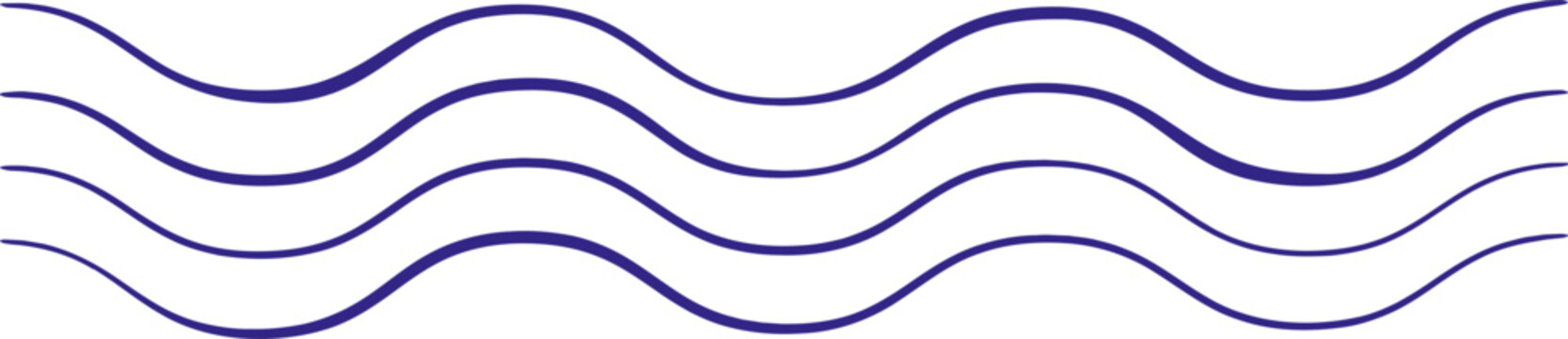 Wavy lines cancelation postal mark symbol. Linear vintage stamps and mail rubber ink postmarks series