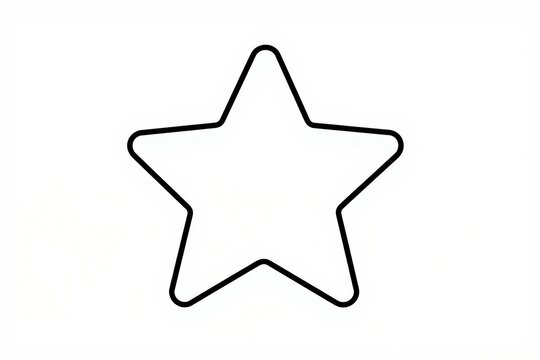 Rounded star outline on clean white background. Simple geometric shape, graphic design element for awards, rating, success, or celebration concepts. Use as template.
