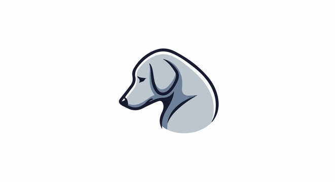 Stylized profile of a light gray dog with dark outlines