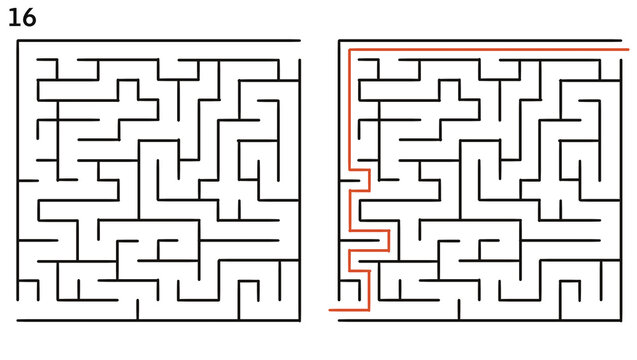 Intricate labyrinth with highlighted exit path