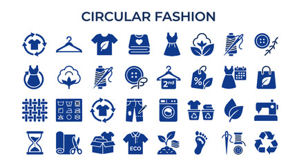 Fototapeta premium Circular Fashion Icons Representing Sustainable Clothing Industry And Eco Friendly Textile Production Concepts
