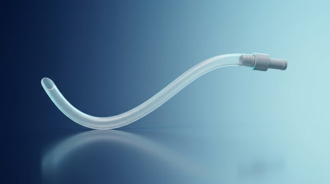 Dental saliva ejector tube 3D render, dental suction instrument visualization, oral fluid removal tube, clinical saliva ejector, disposable dental suction accessory, medical tubing
