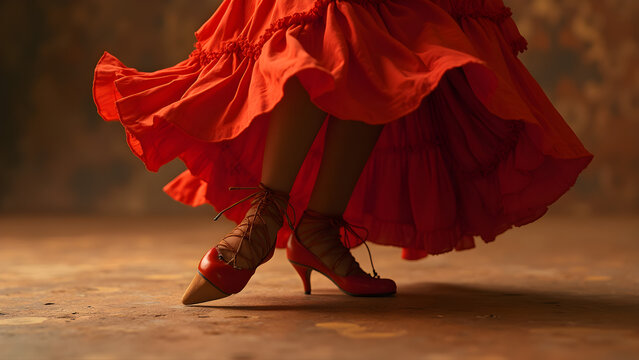 Flamenco dancer footwork photography. Capturing the rhythm of Flamenco dance. Ultra realistic images of Flamenco performances. Intricate details of Flamenco dancing.