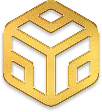 Premium 3d gold abstract cube box with metallic depth for digital development and software sandbox
