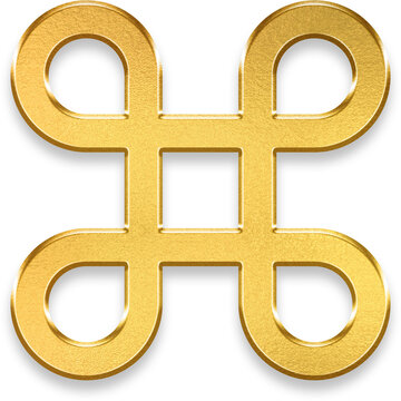 Modern 3d gold command key symbol with metallic finish for computer shortcut and system control