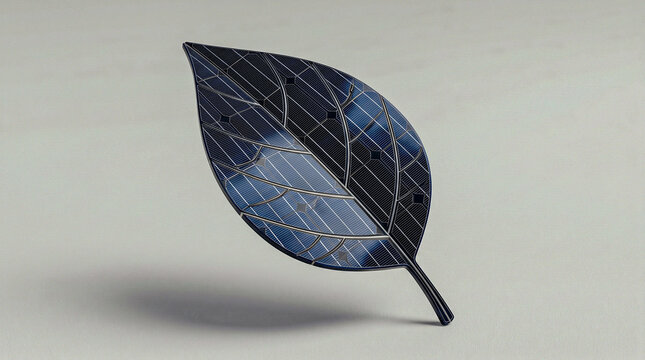 Abstract bio-energy leaf node, clean renewable tech concept render