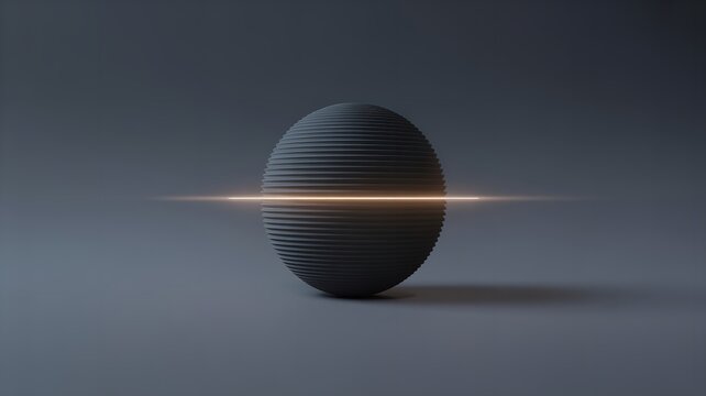 Abstract illustration of a horizontally illuminated, ribbed, ovoid three-dimensional form on a shaded surface.