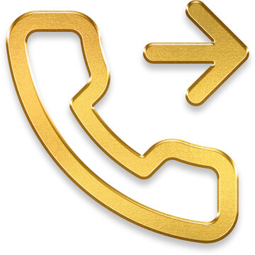 Premium 3d gold phone forward symbol with metallic depth for call redirection and communication system