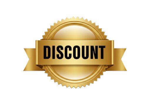 Golden discount badge with shiny border and starburst rays