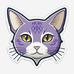 Obraz premium Purple Cat Face Sticker Illustration