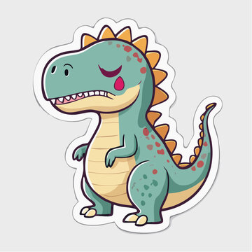 Sad Cartoon Dinosaur Sticker
