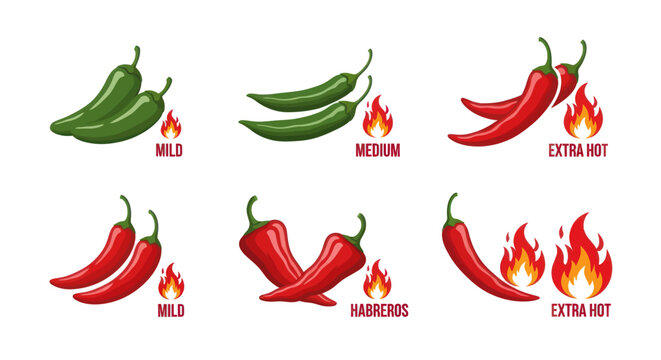 Chili Peppers Heat Level Icons