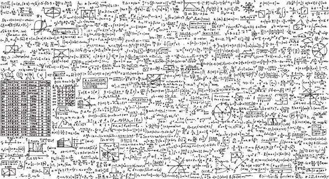 Detailed close-up of handwritten mathematical formulas and calculations on a white background