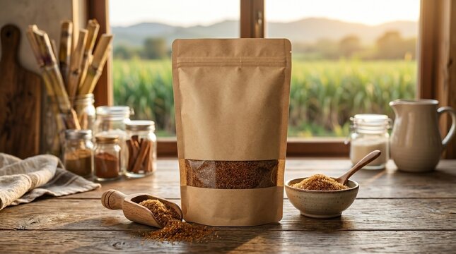 Brand package mock up for brown sugar or coconut sugar powder