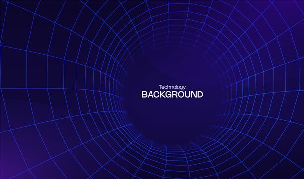 Grid 3d time for tunnel wireframe wormhole and vortex perspective pattern. Background tech warp for abstract shape tube and portal space funnel. Grid lattice science for tunnel technology.