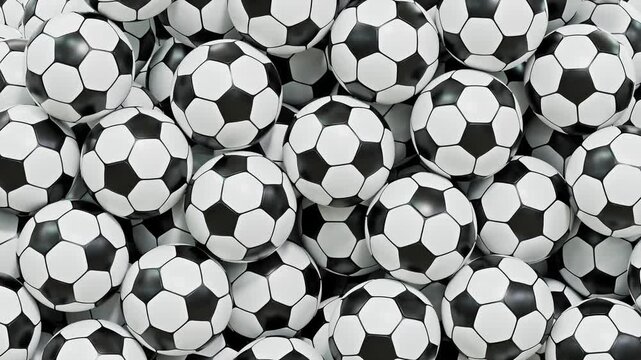 Soccer Balls Transition Filling Screen with alpha mask - 3D rendering