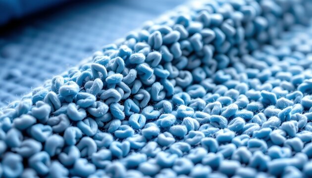 A close up view of a textured surface that resembles a blue fabric with an underlying pattern, possibly suggesting a synthetic or composite material.