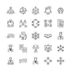 Fototapeta premium Business and teamwork icons showing people networking meetings handshakes