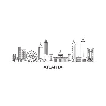 Atlanta skyline linear drawing on white background