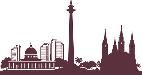 Obraz premium Jakarta City Skyline Vector Art