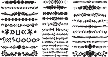 Fototapeta premium Set of seamless black and white vector patterns featuring vintage floral ornaments and lace borders with decorative swirls and line art elements for wallpaper design