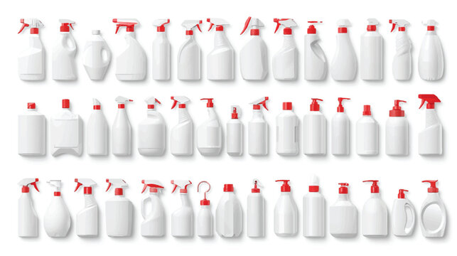 A 3d render of white and red bowling pins isolated in a row for a professional sport competition or fun leisure game