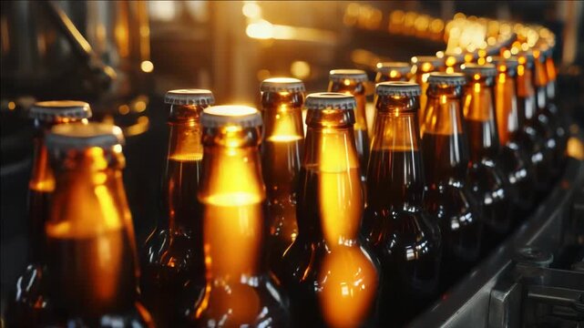 A batch of beer bottles ready for packaging.