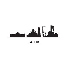 Obraz premium Sofia skyline silhouette against a white background with city name