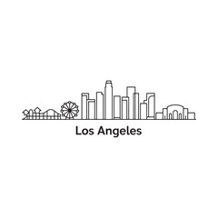 Fototapeta premium Los angeles skyline linear illustration on white background