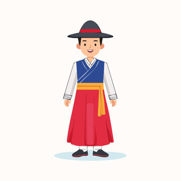 Man in Traditional Korean Hanbok Costume