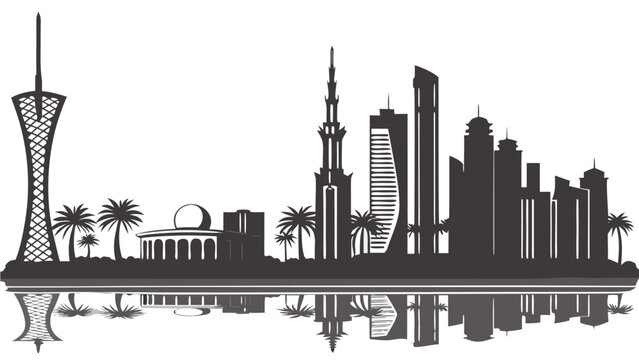 Doha Vector Skyline | Qatar City Wall Art