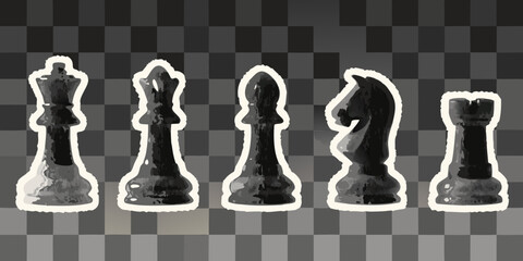 watercolor chess pieces isolated on checkered background © gita