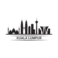 Fototapeta premium Kuala Lumpur skyline silhouette against a white background