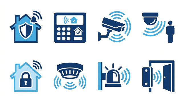 Smart Home Security System Icons.