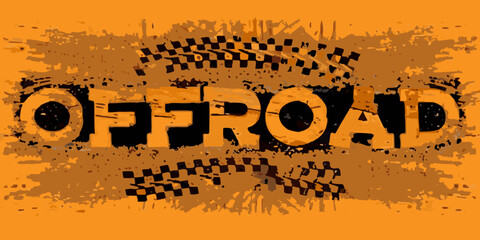 Off road typography with tire track graphics on orange background © Shahabuddin