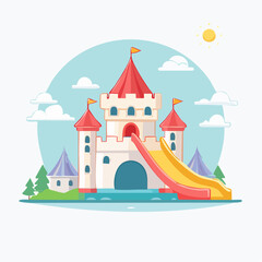 Fototapeta premium Inflatable Castle Bounce House with Slide