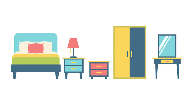 Furniture includes a bed and dresser.