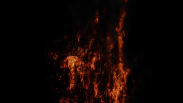 Burning Ember Fire Particles with Small Flames on Black Background Animation