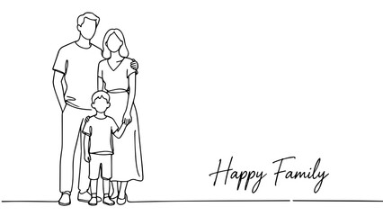 Obraz premium Minimalist Line Art Happy Family Portrait Love Lifestyle Illustration for Poster PNG