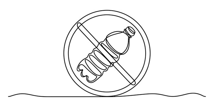 No plastic bottle sign, prohibition symbol, stop single use plastic, environmental protection, vector illustration Vector, illustration