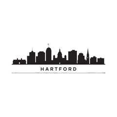 Obraz premium Hartford skyline silhouette with city name on white background