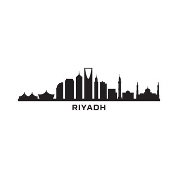 Riyadh skyline silhouette against a white background