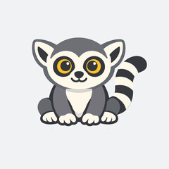 Naklejka premium Cute Minimalist Lemur Flat Vector Illustration