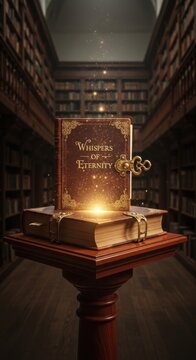 Ancient book, leather bound, mystical knowledge, illuminated text