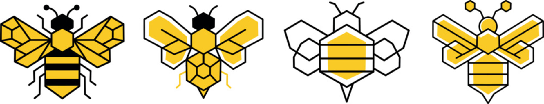 Geometric Bee Logo Icon Set